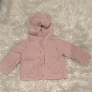 GAP Pink Knit Baby Jacket with Bear Ears